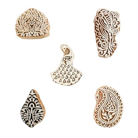 Set of 5 Piece New Mix Wooden Printing Blocks